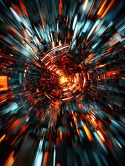 Wall Mural - an abstract tunnel filled with vibrant streaks of light and motion blur
