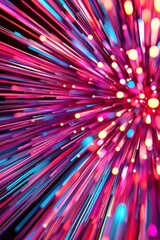 Wall Mural - a burst of vibrant pink blue and purple light streaks against a dark background