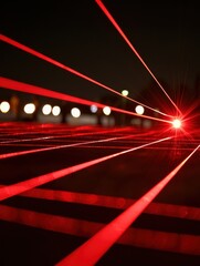 Wall Mural - multiple red laser beams intersecting at a central point creating a dynamic and vibrant light displa