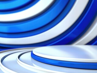 Wall Mural - an abstract background featuring swirling blue and white circles creating a dynamic and modern produ