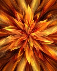 Wall Mural - a vibrant arrangement of orange and gold petals resembling a stylized flower or flame