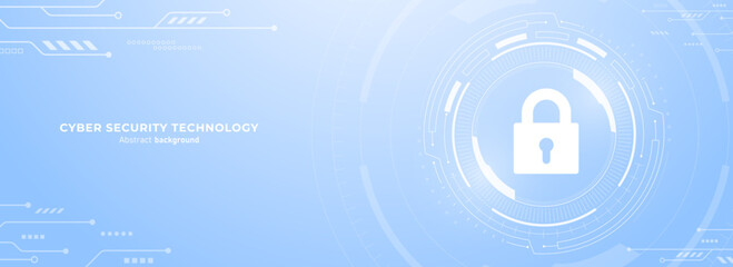 Leinwandbilder - Concept of cybersecurity and data protection. The Padlock on a futuristic soft blue background. Secure technology and personal data security. Vector illustration.