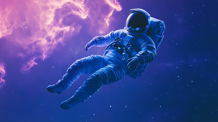 Wall Mural - an astronaut lost in space falling and floating adrift. cosmic astronaut reflection. illustration