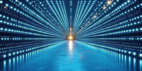 Wall Mural - infinity mirror tunnel with endless glowing lights