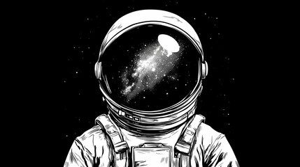 Wall Mural - an astronaut with a galaxy reflection in the helmet, symbolizing exploration and the vastness of spa