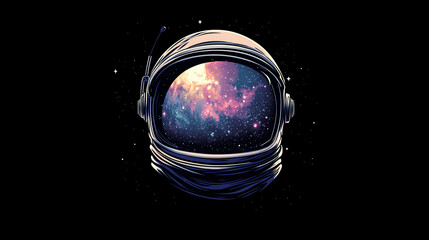 Wall Mural - astronaut helmet reflecting earth from space with stars and nebulae. cosmic astronaut reflection. il
