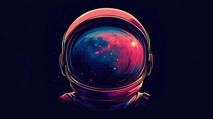 Wall Mural - astronaut helmet reflecting earth from space with stars and nebulae. cosmic astronaut reflection. il