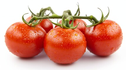 Wall Mural - Five Fresh Red Tomatoes Still Life With Vibrant Colors on a White Background