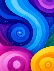 Wall Mural - Colorful Swirling Abstract Design - Vibrant abstract artwork featuring swirling colors of blue, purple, pink, and yellow, reminiscent of a cosmic nebula or celestial swirls