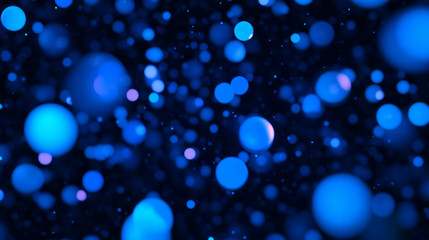 Wall Mural - Abstract background of drifting blue spheres in dark space for modern design
