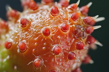 Sticker - A close-up shot of small red flowers on a plant, great for nature and botanical themes