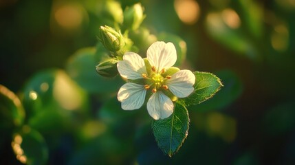 Sticker - A detailed view of a white bloom surrounded by green foliage