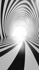 Wall Mural - Abstract black and white tunnel leading to light. Background use for design