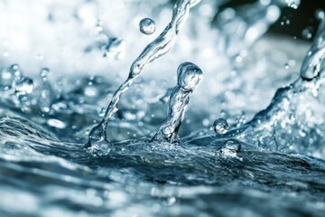 Wall Mural - A close-up shot of a water splash with ripples and waves