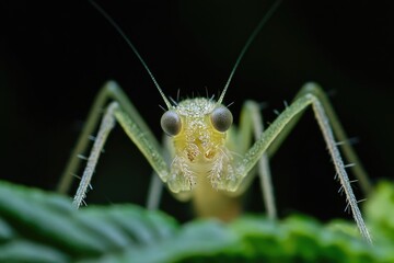 Fototapete - A macro shot of a small insect on the surface of a leaf