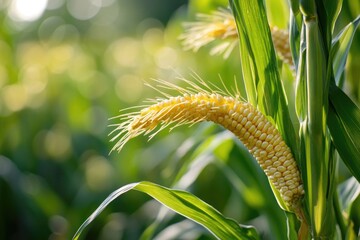 Sticker - A detailed view of a single corn stalk, highlighting its texture and structure