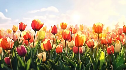 Canvas Print - field of tulips