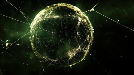Global network sphere, digital connections, dark background, tech concept