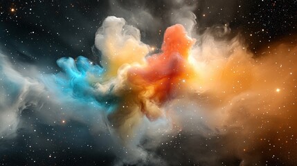 Wall Mural - colorful nebula in deep space with scattered stars.