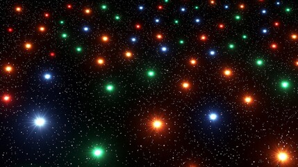 Wall Mural - a 3d abstract of a dark night sky, featuring a starry scene with twinkling, rainbow-colored stars in