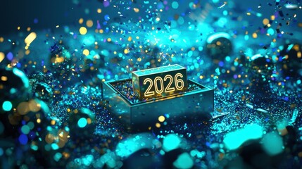 Wall Mural - a glamorous new year celebration with a golden 