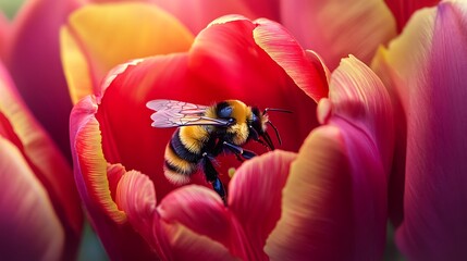 Sticker - bee on flower