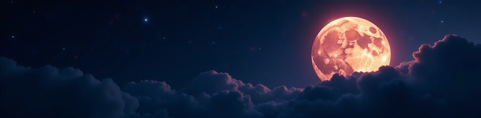 bright moon shining against dark space background, celestial, night, illuminated