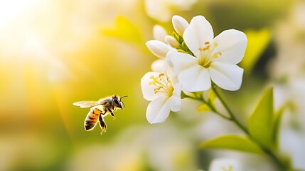 Sticker - bee on a flower