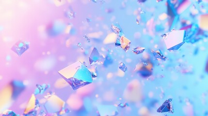 Wall Mural - abstract crystal explosion: a vibrant burst of iridescent crystal shards suspended in motion, shimme