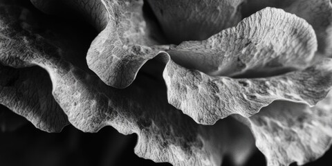 A close-up of a single flower in black and white