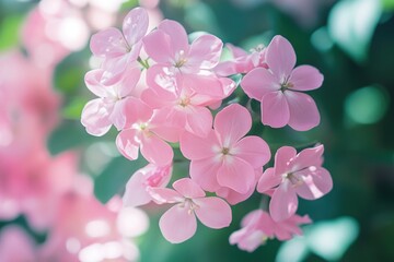 Wall Mural - A close-up shot of a bunch of pink flowers