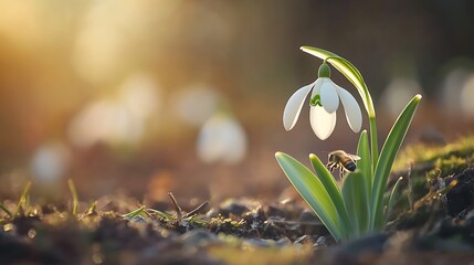 Canvas Print - snowdrops in snow