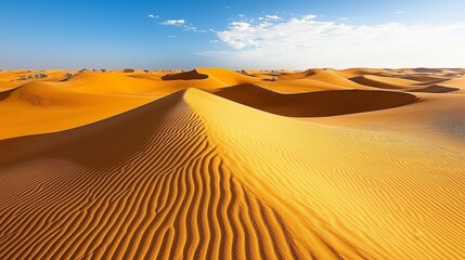 Wall Mural - Expansive Desert Landscape with Soft Sand Dunes and Gentle Sky in Natural Light, Perfect for Nature and Travel Themes