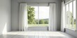 © Kittipat - Bright Room Interior Design Featuring Large Window with Sheer Curtains and Sunlight Streaming Across Light Wood Floor