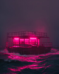 Wall Mural - A pontoon in a storm its platforms rocking in the _010