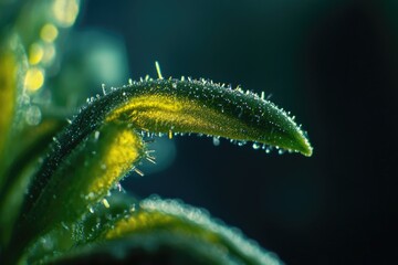 Poster - A close-up shot of a plant with water droplets on its surface