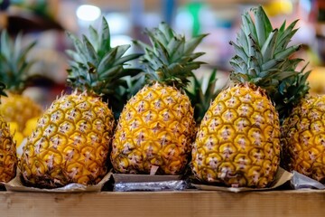 Wall Mural - A stack of pineapples sitting on top of each other, perfect for a still life or food photography