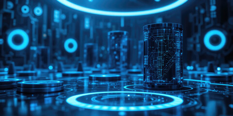 Futuristic Digital Technology Background, AI, Data Transfer, and Neural Networks Etc Concept.