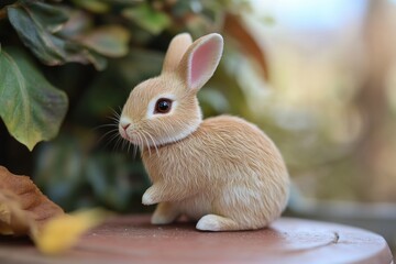 Wall Mural - A small rabbit perched on top of a table