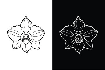Wall Mural - Orchid  flower icon vector on White Background ,Vector Art Illustration on white background.