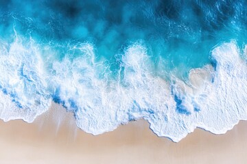 Wall Mural - aerial shot of a beach with calm blue waters and sandy shoreline
