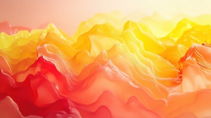 Wall Mural - Abstract 3D Render of Wavy Terrain with Warm Sunset Colors and Lines