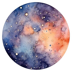 Wall Mural - png coin in watercolor style astronomy universe nebula.