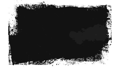 vector black grunge rectangle background with paint roller strokes, transparent backdrop, rough brus