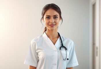 Wall Mural - Female nurse portrait with gentle smile