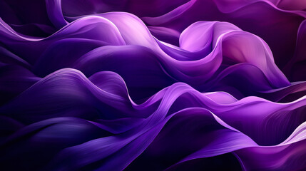 Fototapete - Soft flowing waves of purple fabric create a mesmerizing visual effect under gentle light