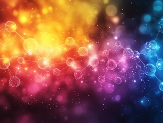 Poster - Space Nebula with Glowing Atomic Molecules and Twinkling Stars