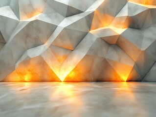 Poster - A 3D rendering of a crystal cube with a glowing surface