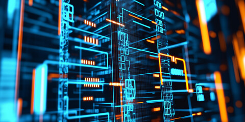 Fondo digital perfecto para procesos tecnológicos, redes neuronales, inteligencia artificial, transferencia y encriptación de datos, archivos digitales, presentaciones sonoras y gráficas, ciencia, etc