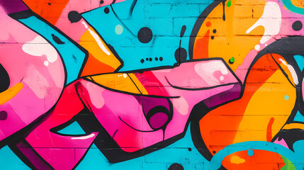 Wall Mural - Colorful graffiti wall backdrop with vibrant paint and dynamic street designs. graffiti alley. illustration. Vibrant Street Graffiti Wall. Illustration